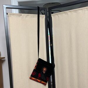 Rupay Black and Red Crossbody Bag with Dreamcatcher Design